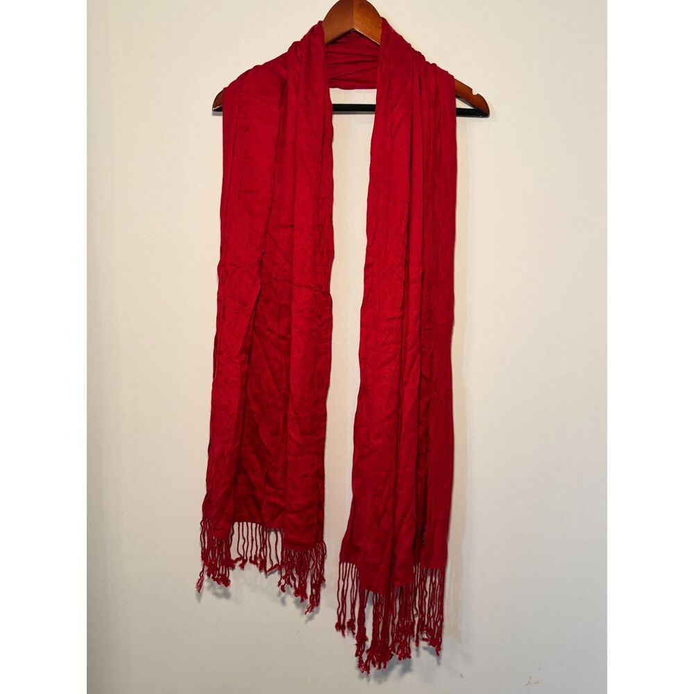 Jones New York Cherry Red Fringe Scarf Wrap